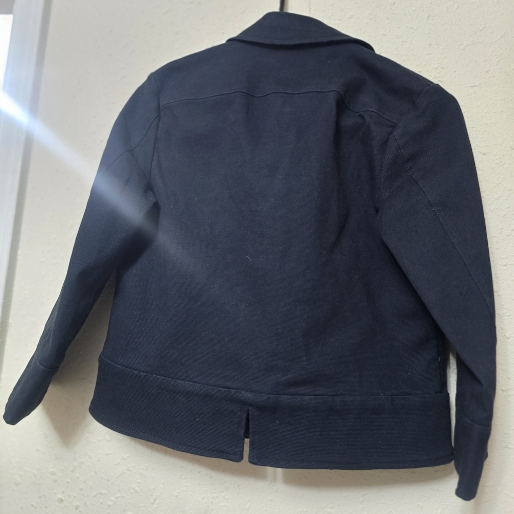 Talbots Navy Button-Front Cropped Blazer - Picture 3 of 5